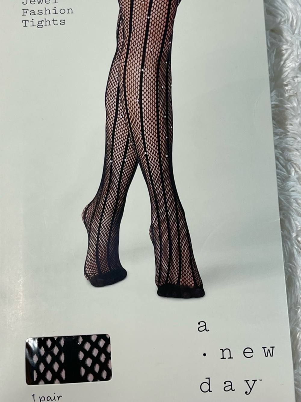 a new day Black Fishnet Jewel Seamed Tights